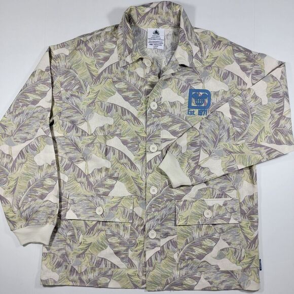 Disney World Spirit Jersey Men's Linen Blend Button Down Hawaiian Shirt‎ MEDIUM - Picture 1 of 12